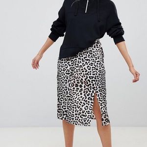Light Leopard Split Skirt